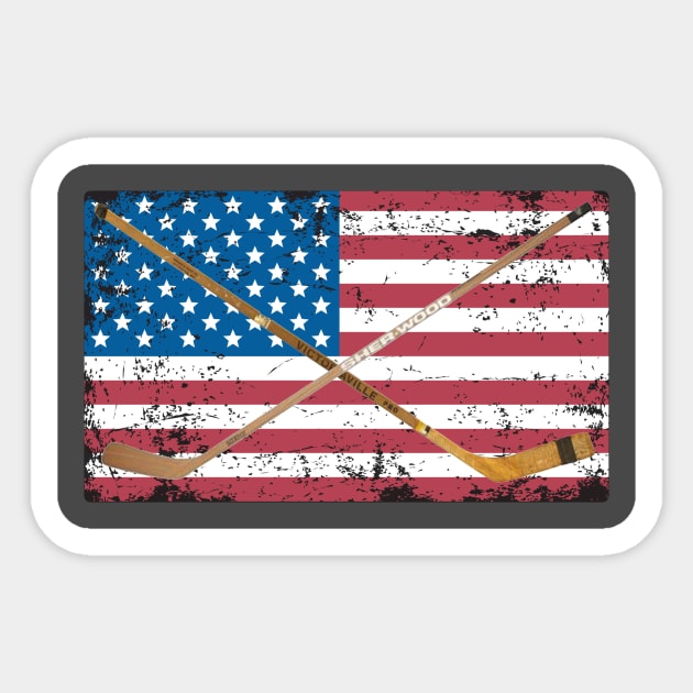 AMERICAN FLAG WITH HOCKEY STICKS Sticker by Cult Classics